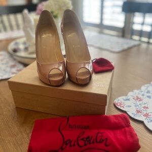 Christian Louboutin  New Very Privé 120MM Nude Patent Leather Pumps